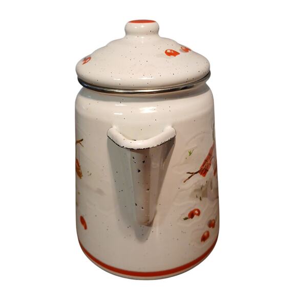 Hallmark White Enamelware Snowman Christmas Decor Stovetop Coffee Pot Mitford - Picture 4 of 13